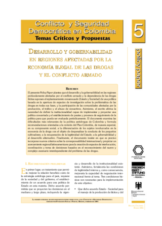 Desarrollo y gobernabilidad en regiones afectadas por la economía ilegal de las drogas y el conflicto armado