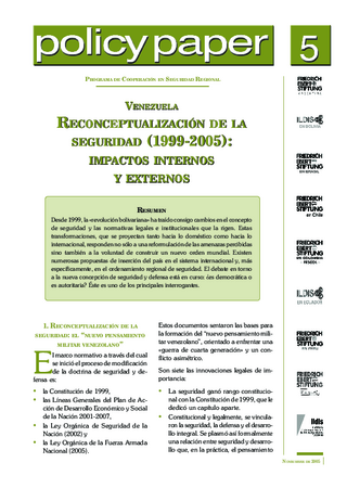 Venezuela - reconceptualización de la seguridad (1999 - 2005)