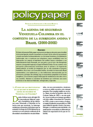 La agenda de seguridad Venezuela-Colombia en el Contexto de la subregión Andina y Brasil (2000 - 2005)