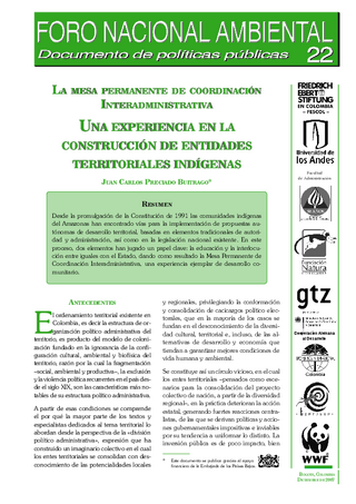 Una experiencia en la construcción de entidades territoriales indígenas
