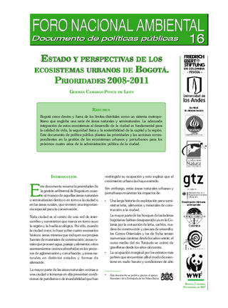Estado y perspectivas de los ecosistemas urbanos de Bogotá