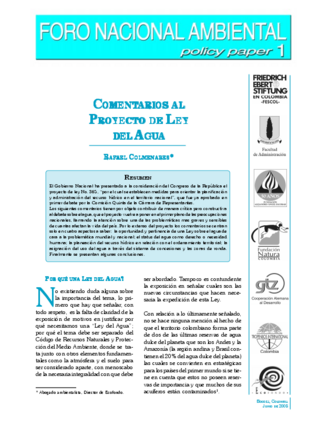 Comentarios al proyecto de ley del agua