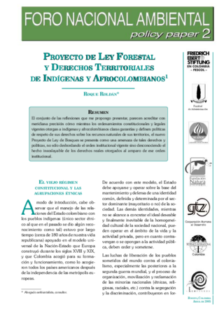 Proyecto de ley forestal y derechos territoriales de indígenas y afrocolombianos
