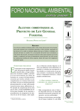 Algunos comentarios al proyecto de ley general forestal