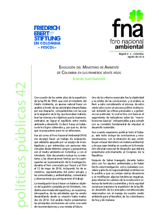 Evolución del Ministerio de Ambiente de Colombia en sus primeros veinte años