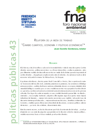 "Cambio climático, economía y políticas económicas"
