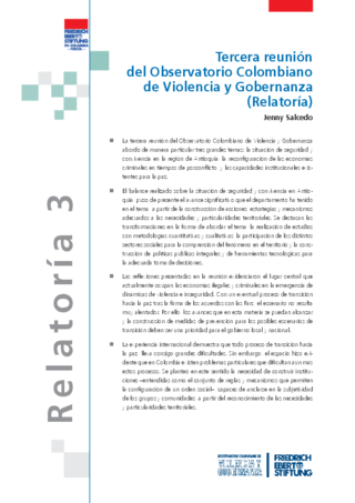 Tercera reunión del Observatorio Colombiano de Violencia y Gobernanza