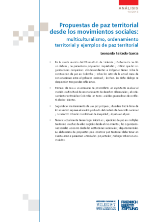 Propuestas de paz territorial desde los movimientos sociales