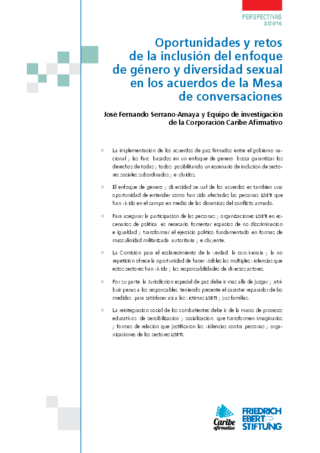 Oportunidades y retos de la inclusión del enfoque de género y diversidad sexual en los acuerdos de la mesa de conversaciones