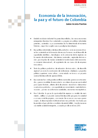 Economía de la innovación, la paz y el futuro de Colombia