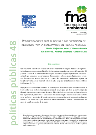 Recomendaciones para el diseño e implementación de incentivos para la conservación en paisajes agarícolas