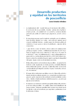 Desarrollo productivo y equidad en los territorios de posconflicto