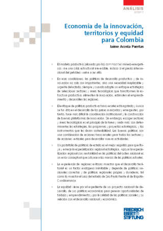 Economía de la innovación, territorios y equidad para Colombia