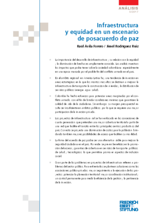 Infrastructura y equidad en un escenario de posacuerdo de paz
