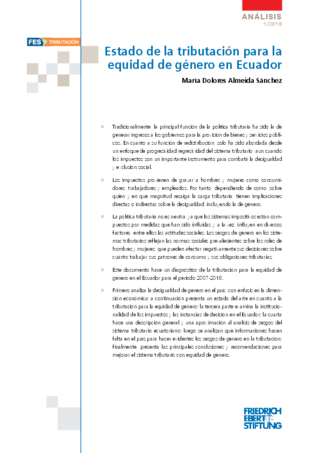 Estado de la tributación para la equidad de género en Ecuador