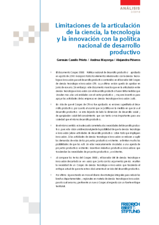 Limitaciones de la articulación de la ciencia, la tecnología y la innovación con la política nacional de desarrollo productivo