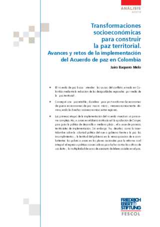 Transformaciones socioeconómicas para construir la paz territorial