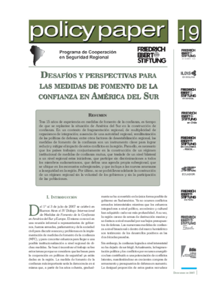 Desafíos y perspectivas para las medidas de fomento de la confianza en América del Sur