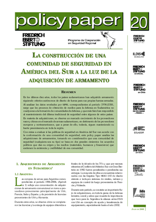 La construcción de una comunidad de seguridad en América del sur a la luz de la adquisición de armamento