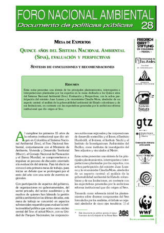Mesa de expertos: Quince Anos del Sistema Nacional Ambiental (SINA), evaluación y perspectivas